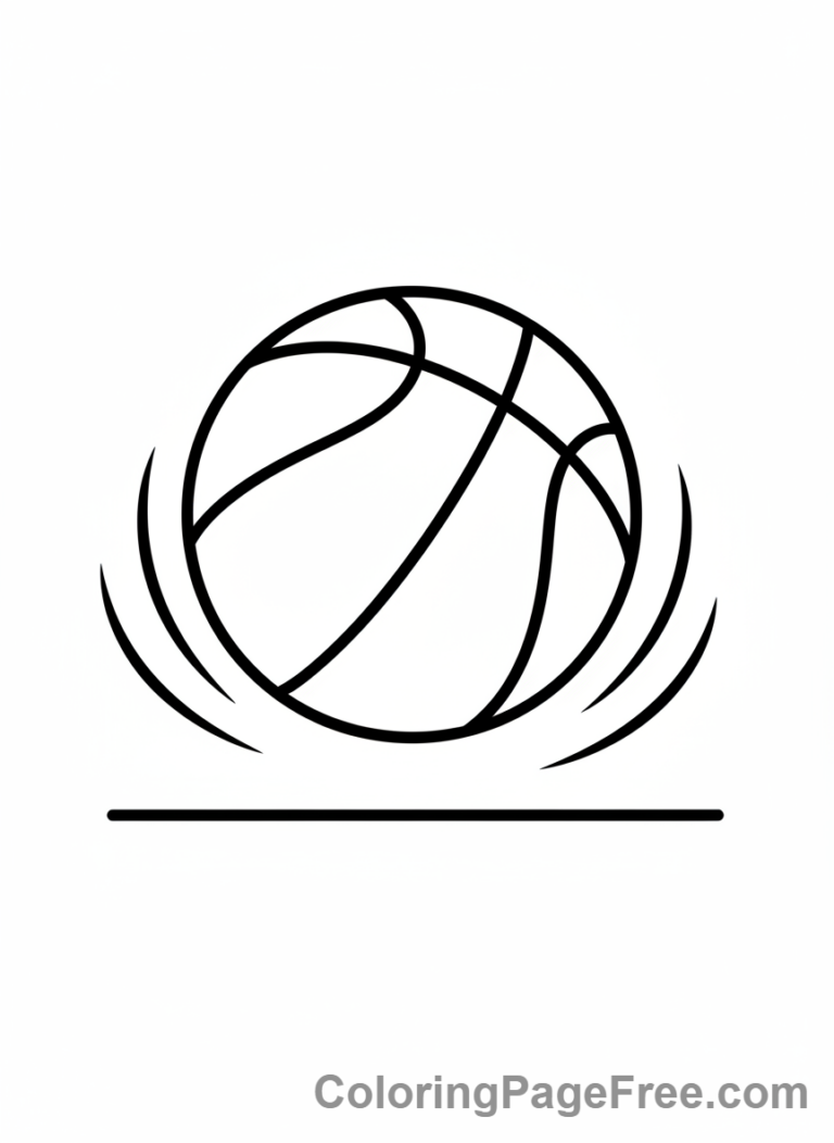 Basketball coloring page - Basketball bouncing floor