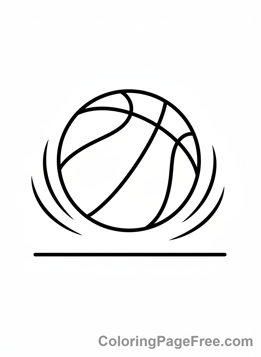 Basketball coloring page - Basketball bouncing floor