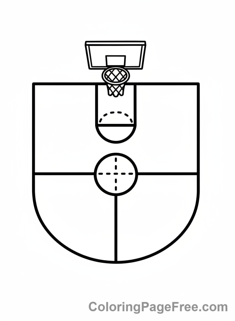 Basketball coloring page - Basketball court layout