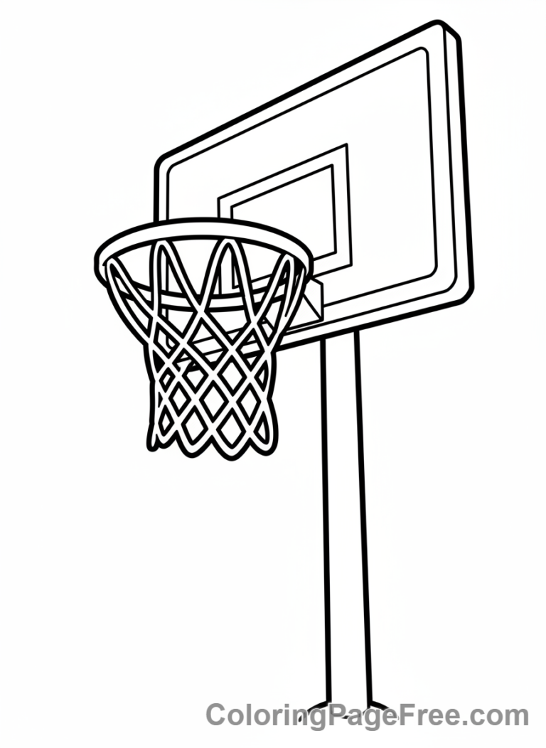 Basketball coloring page - Basketball hoop net