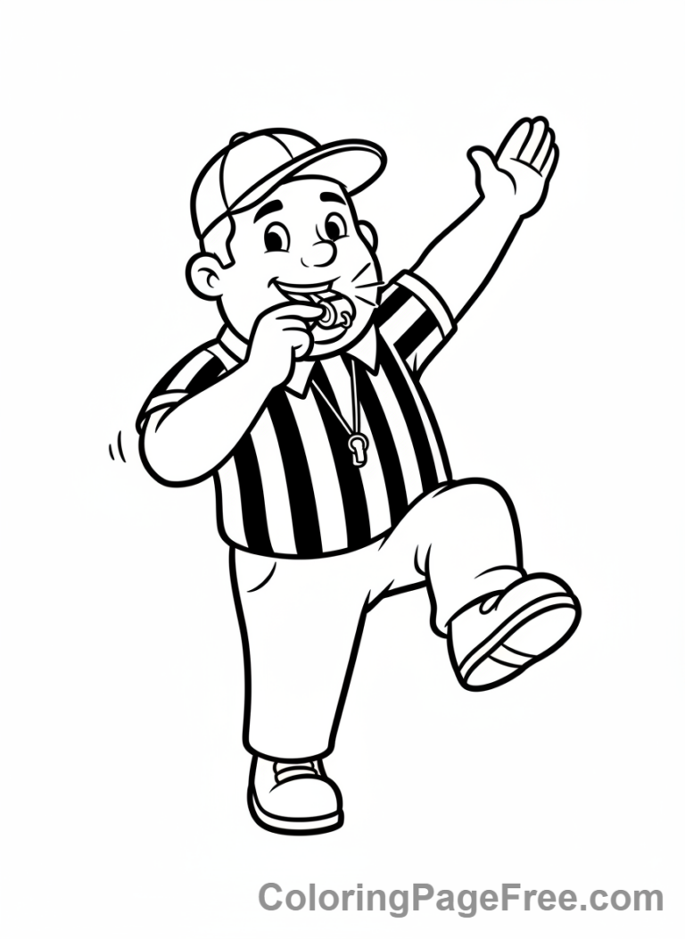 Basketball coloring page - Referee blowing whistle