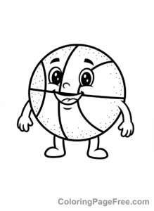 Basketball coloring page - Smiling basketball mascot