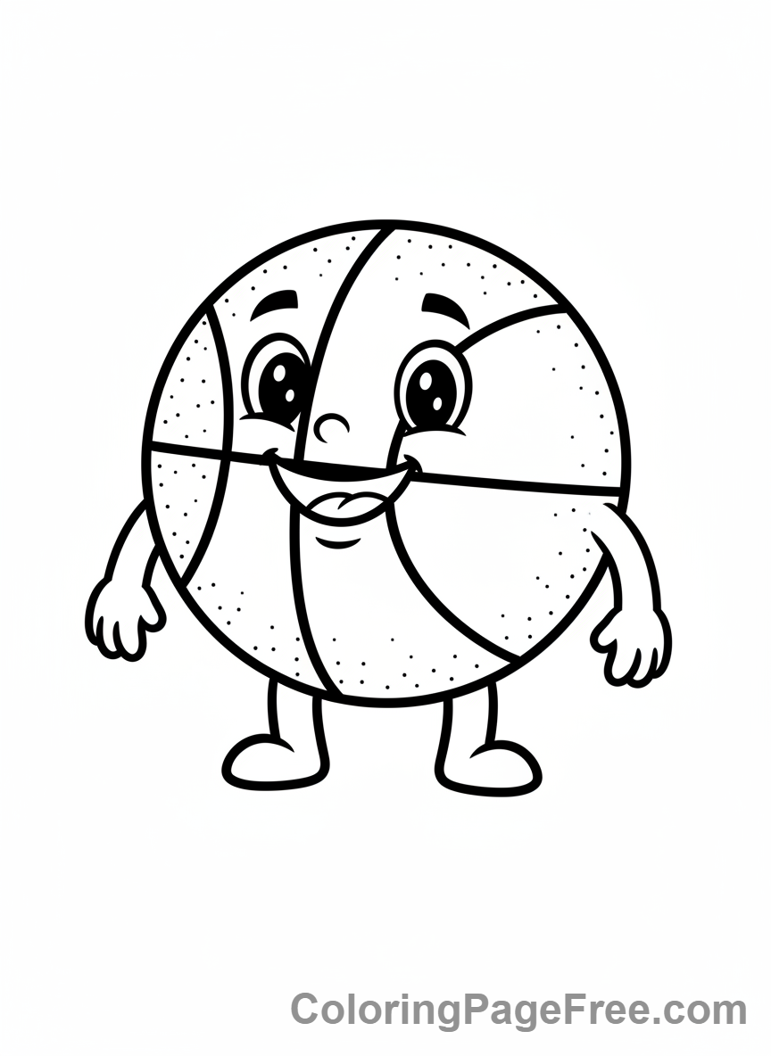 Basketball coloring page - Smiling basketball mascot