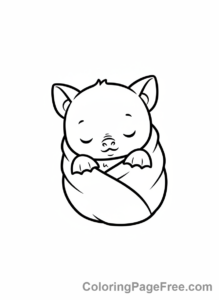 Bat coloring page - Baby bat sleeping