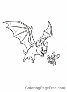 Bat coloring page - Bat catching insect