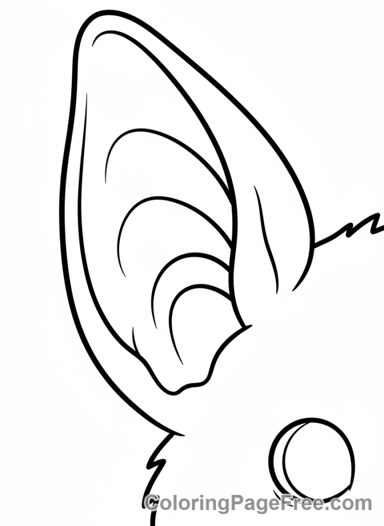 Bat coloring page - Bat ear close-up