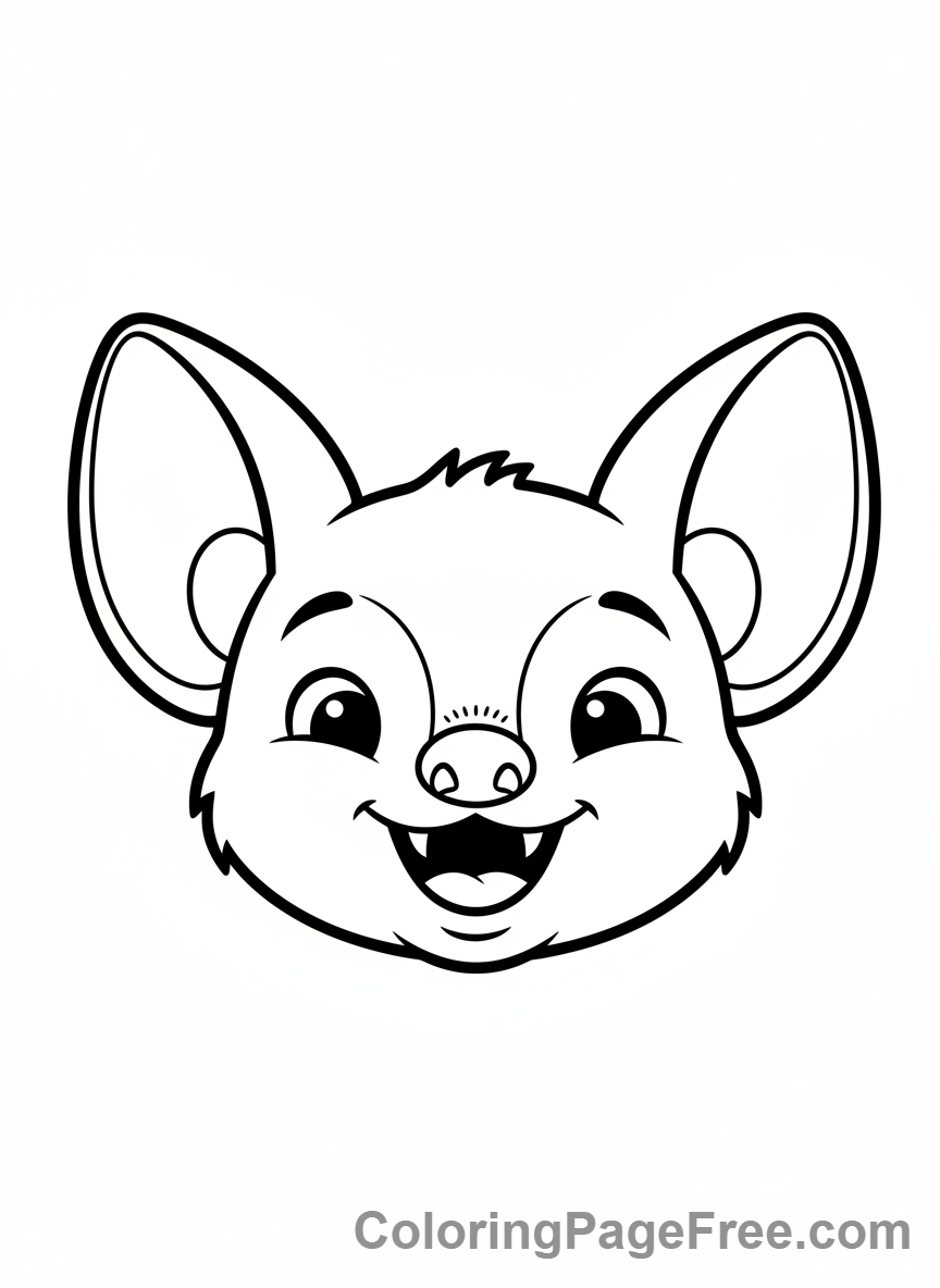 Bat coloring page - Bat face smiling