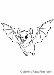 Bat coloring page - Bat flying happy