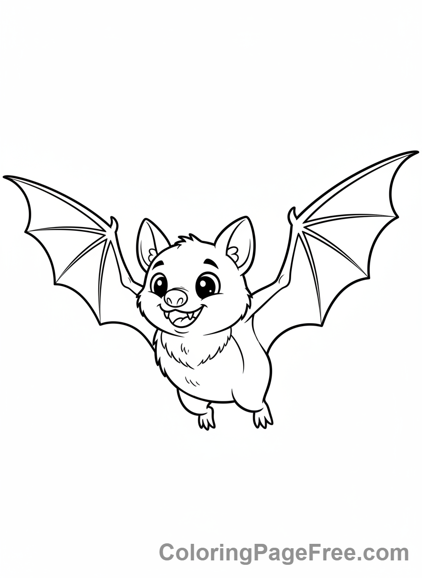 Bat coloring page - Bat flying happy