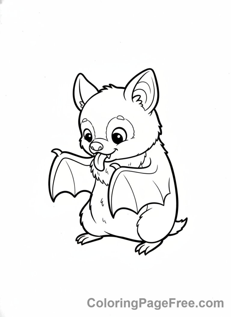 Bat coloring page - Bat grooming itself