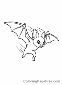 Bat coloring page - Bat swooping dynamic