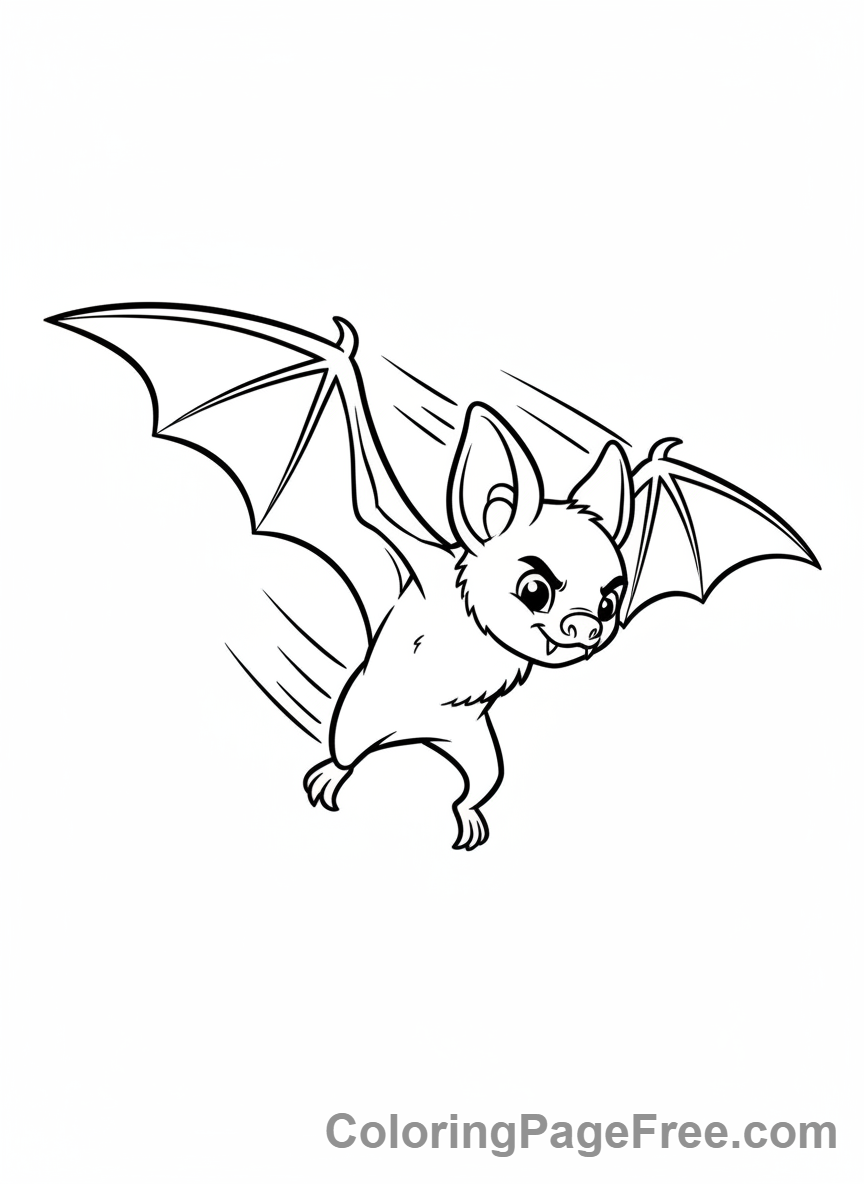 Bat coloring page - Bat swooping dynamic