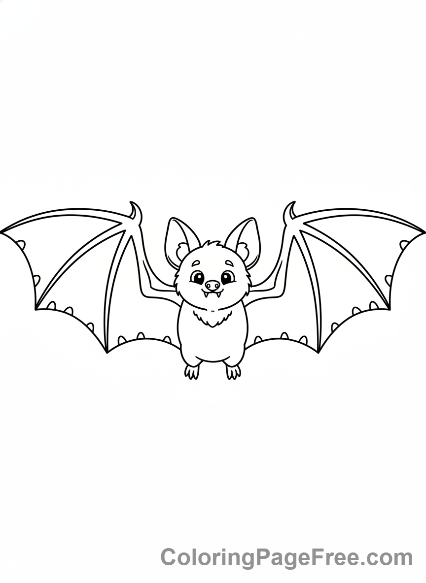 Bat coloring page - Bat wings spread