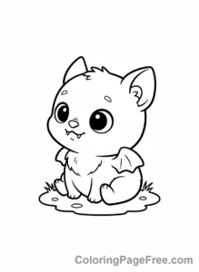Bat Halloween coloring page - Baby bat cute