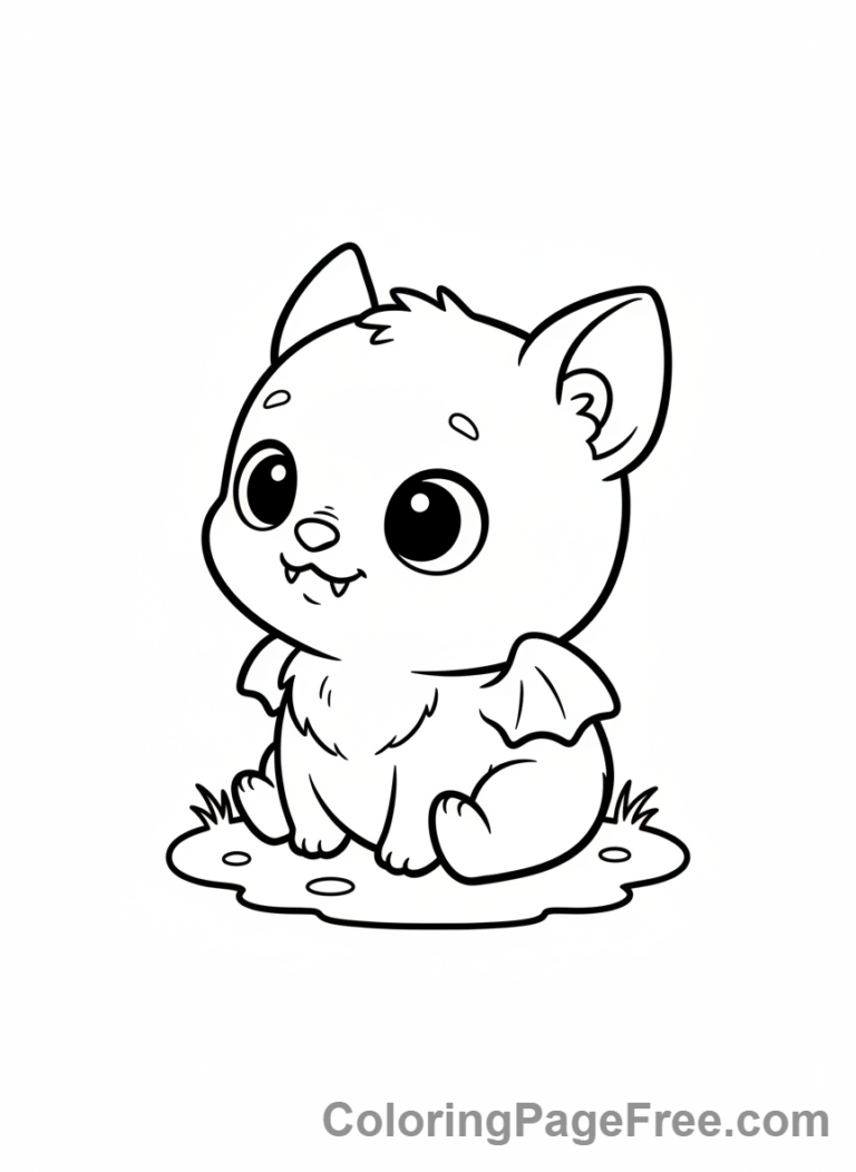 Bat Halloween coloring page - Baby bat cute