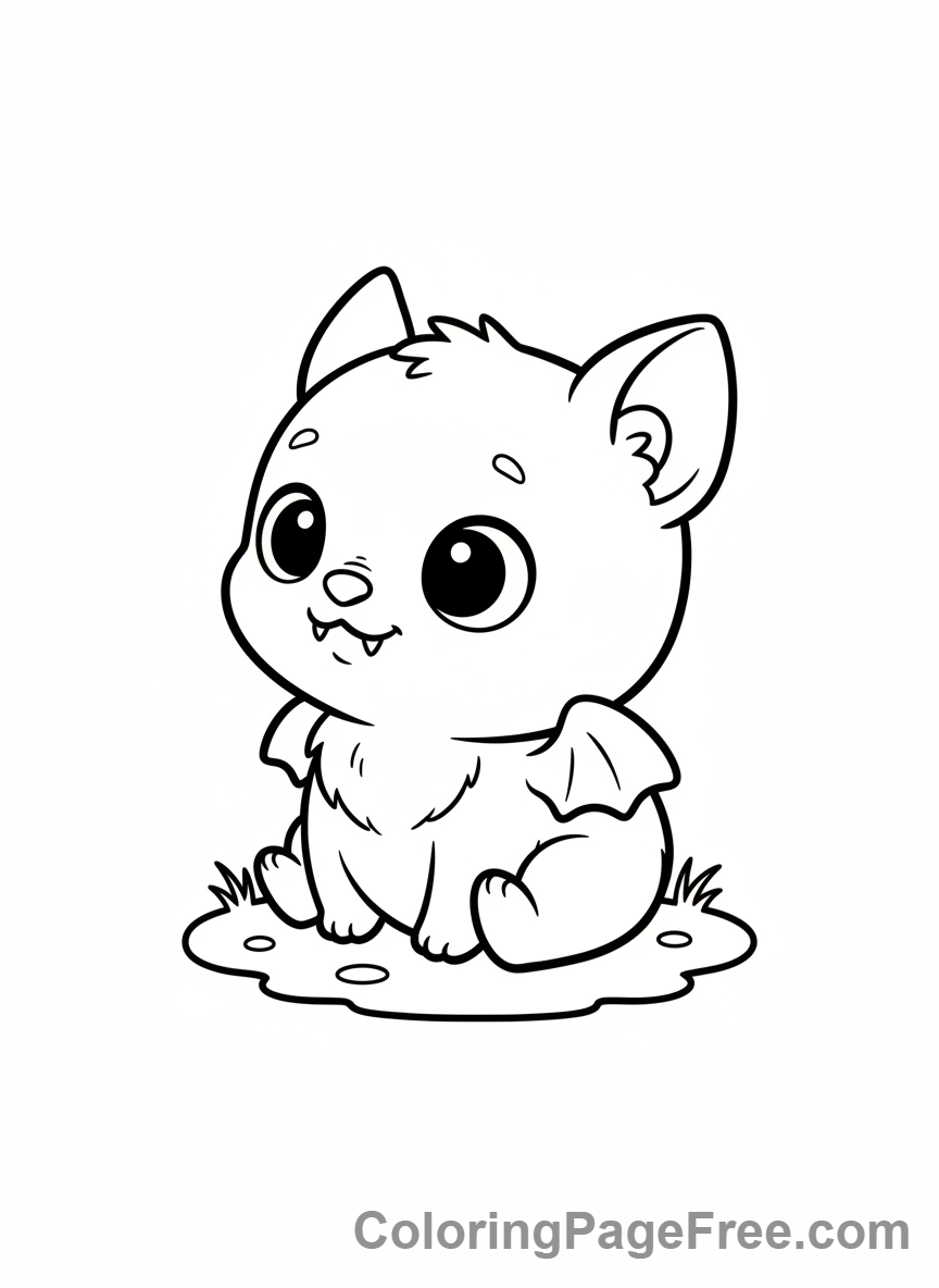 Bat Halloween coloring page - Baby bat cute