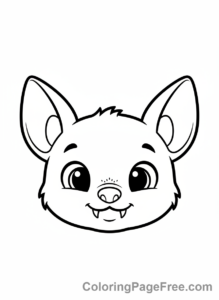 Bat Halloween coloring page - Bat face close-up