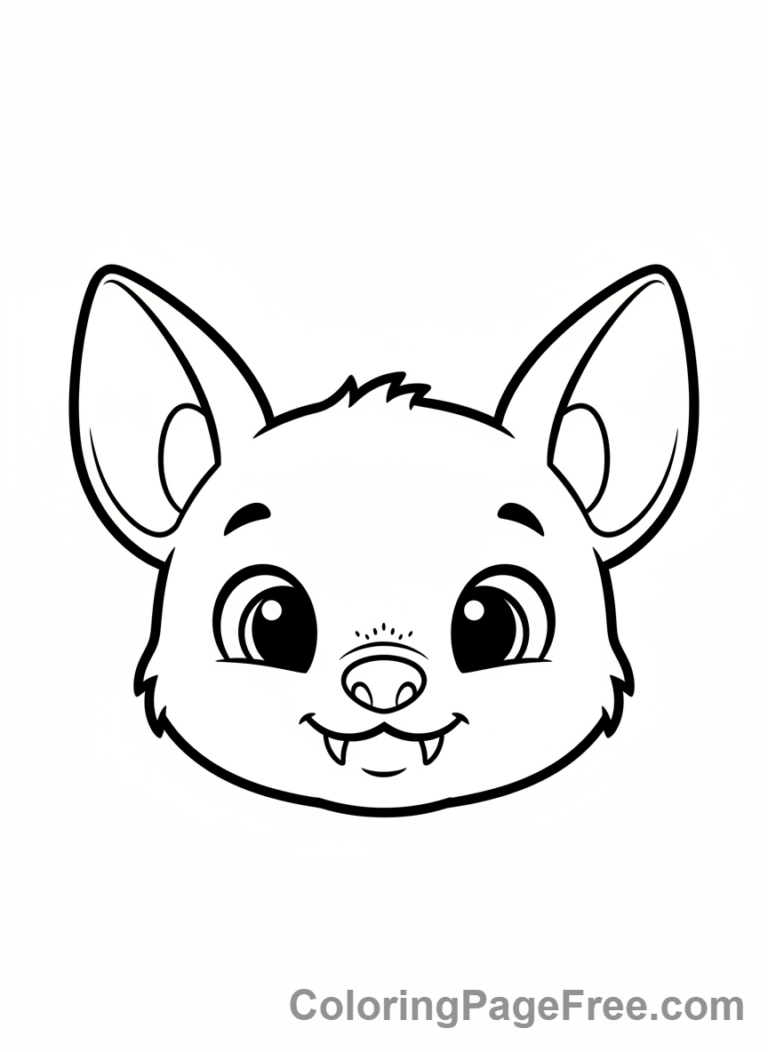 Bat Halloween coloring page - Bat face close-up