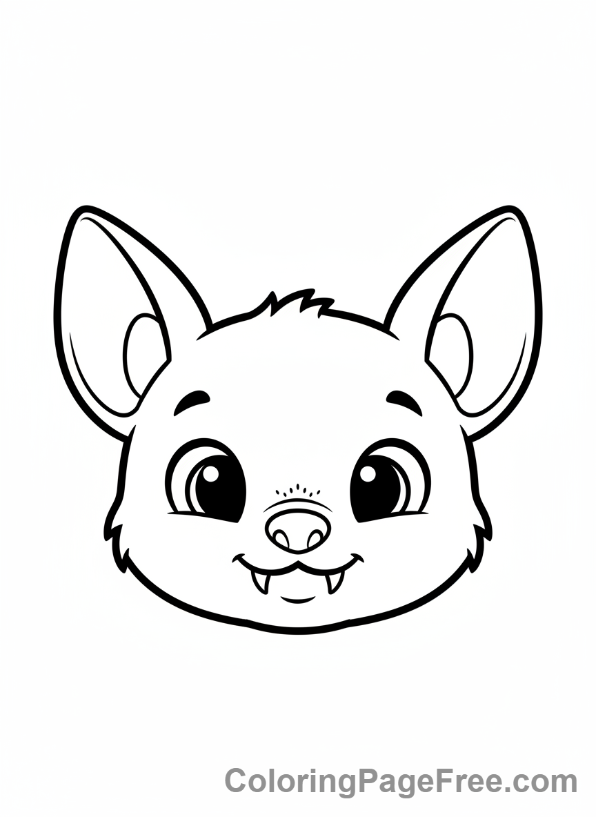 Bat Halloween coloring page - Bat face close-up