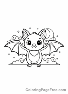 Bat Halloween coloring page - Bat flying spooky