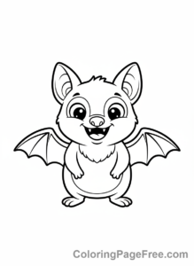 Bat Halloween coloring page - Smiling bat full