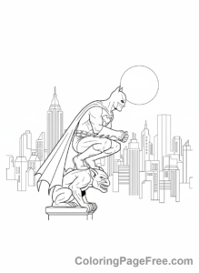 Batman coloring page - Batman gargoyle perch