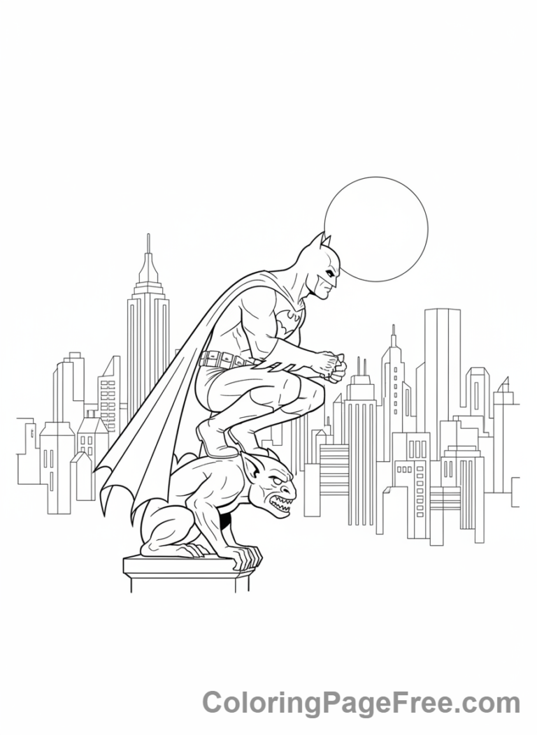 Batman coloring page - Batman gargoyle perch