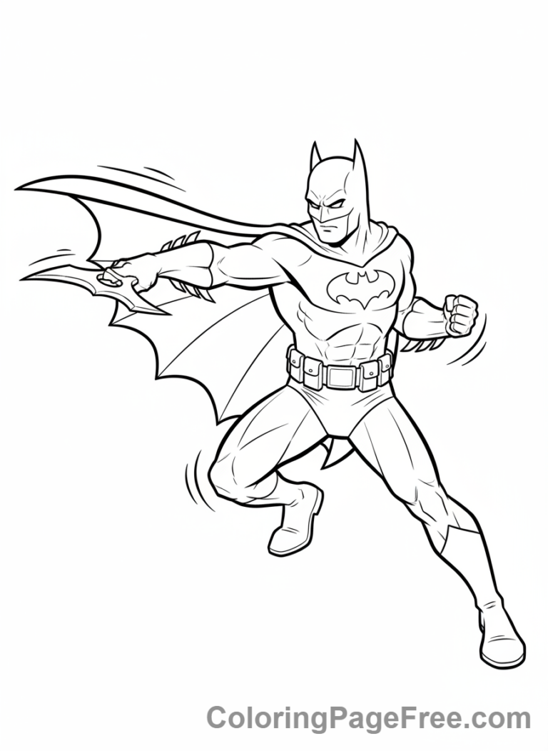 Batman coloring page - Batman throwing Batarang