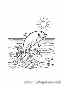 Beach coloring page - Dolphin jumping ocean