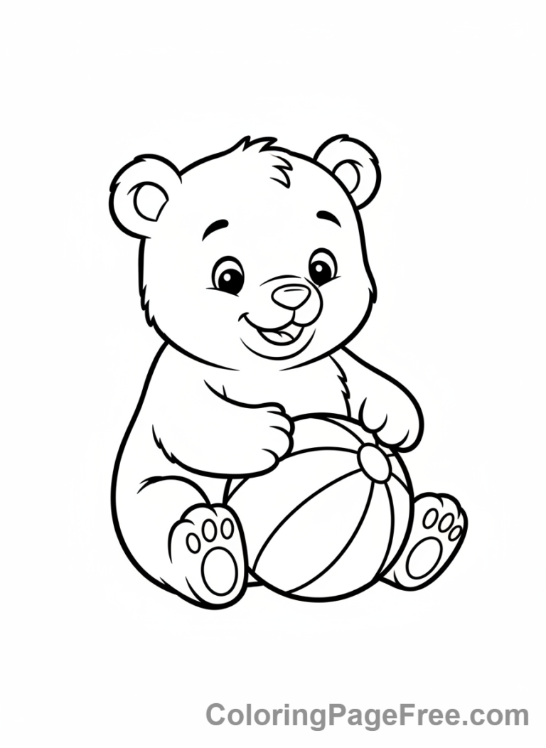 Bear coloring page - Baby cub playing