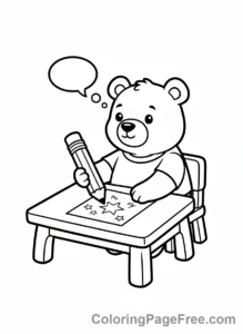 Bear coloring page - Bear drawing pencil
