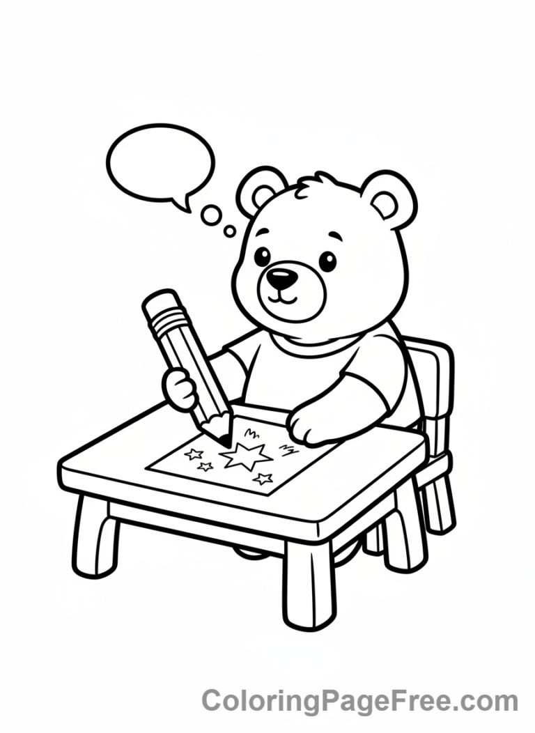 Bear coloring page - Bear drawing pencil