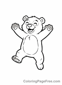 Bear coloring page - Bear jumping playful