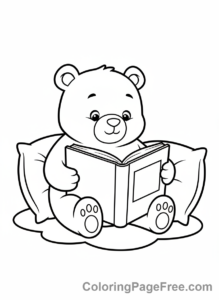 Bear coloring page - Bear reading book