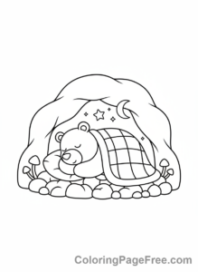 Bear coloring page - Bear sleeping cave