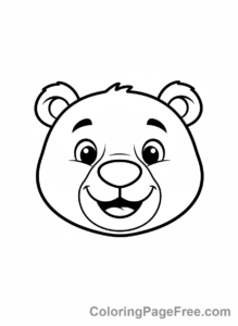 Bear coloring page - Bear smiling close-up