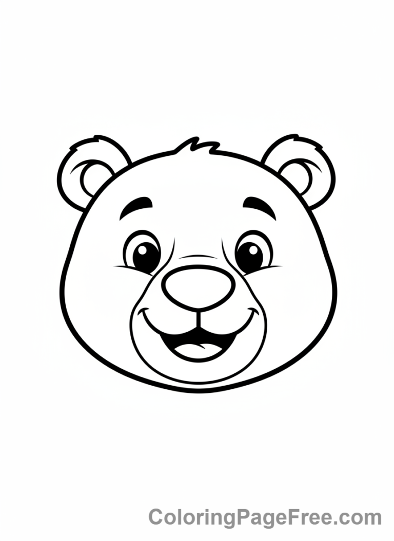 Bear coloring page - Bear smiling close-up