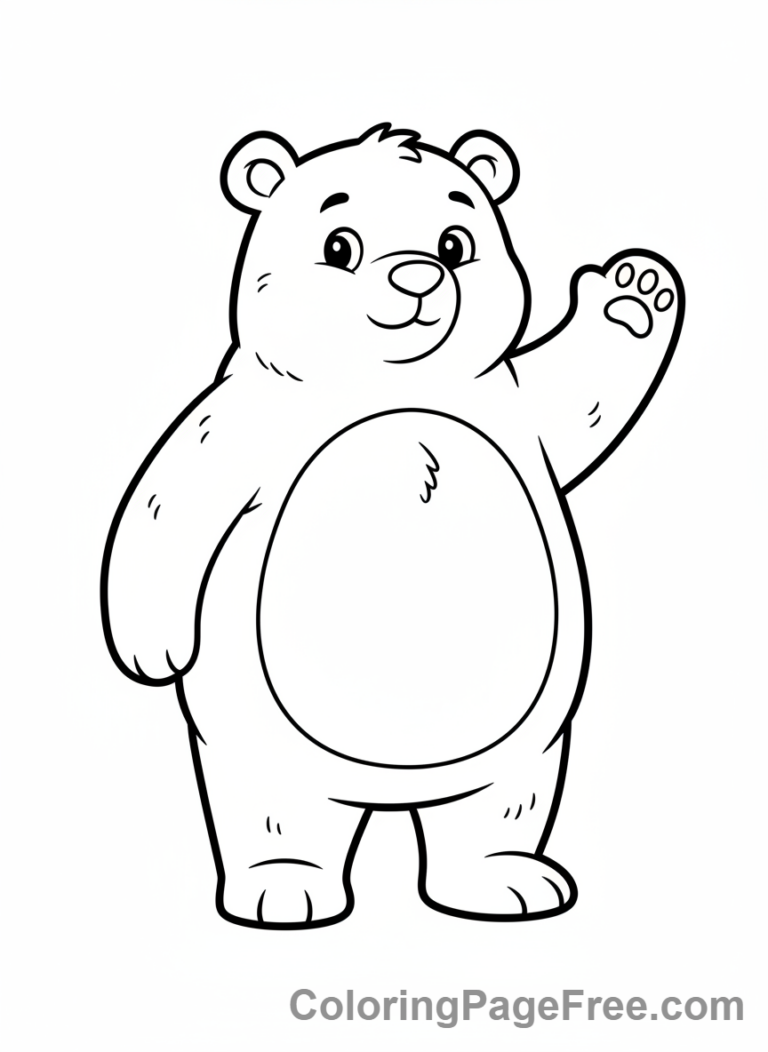 Bear coloring page - Bear standing fullbody