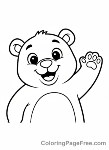 Bear coloring page - Bear waving friendly