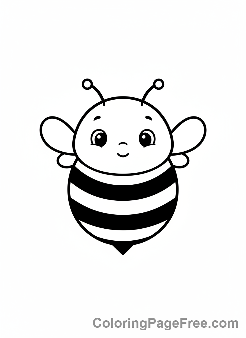 Bee coloring page - Baby bee smiling