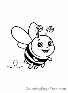 Bee coloring page - Bee flying happy
