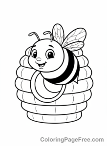 Bee coloring page - Bee leaving hive