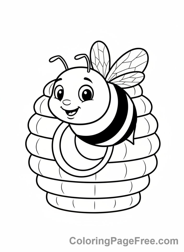 Bee coloring page - Bee leaving hive