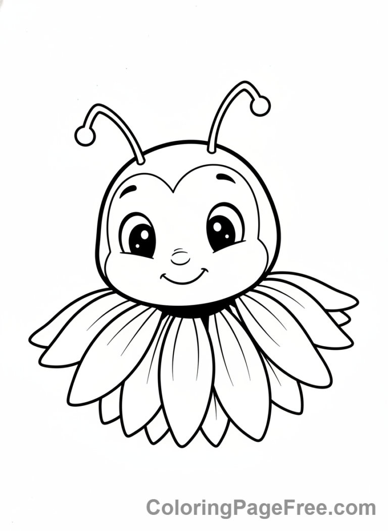 Bee coloring page - Bee on flower close-up