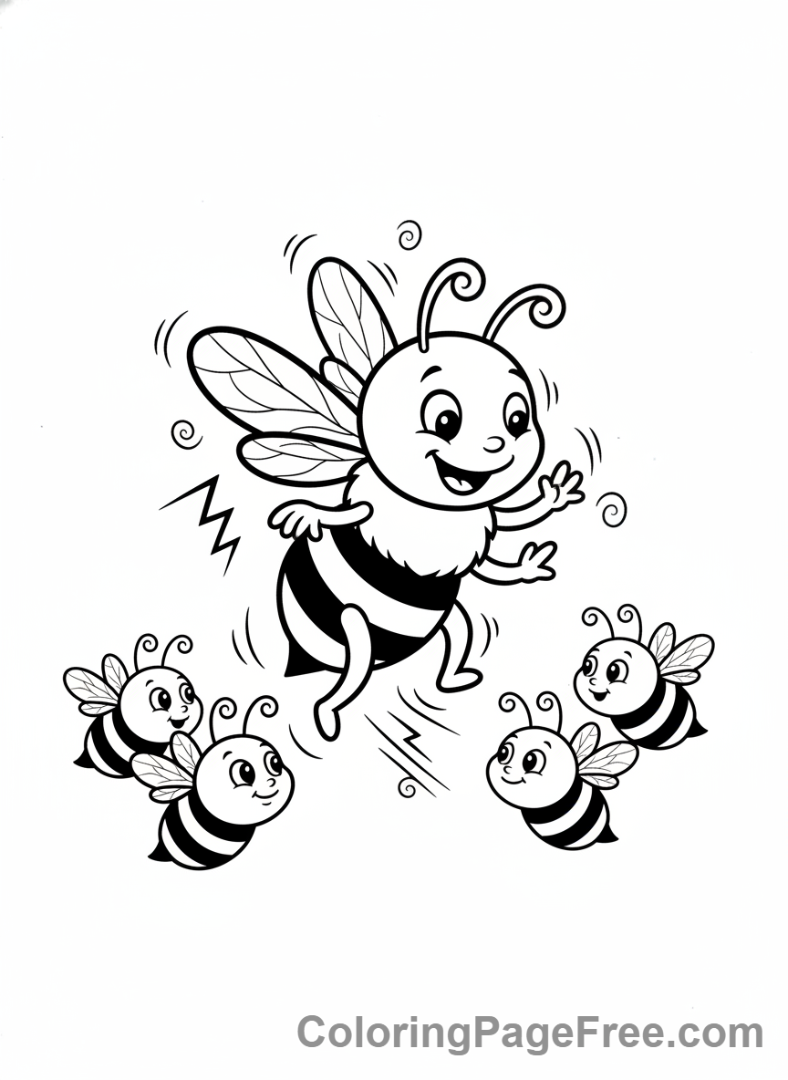 Bee coloring page - Bee waggle dance