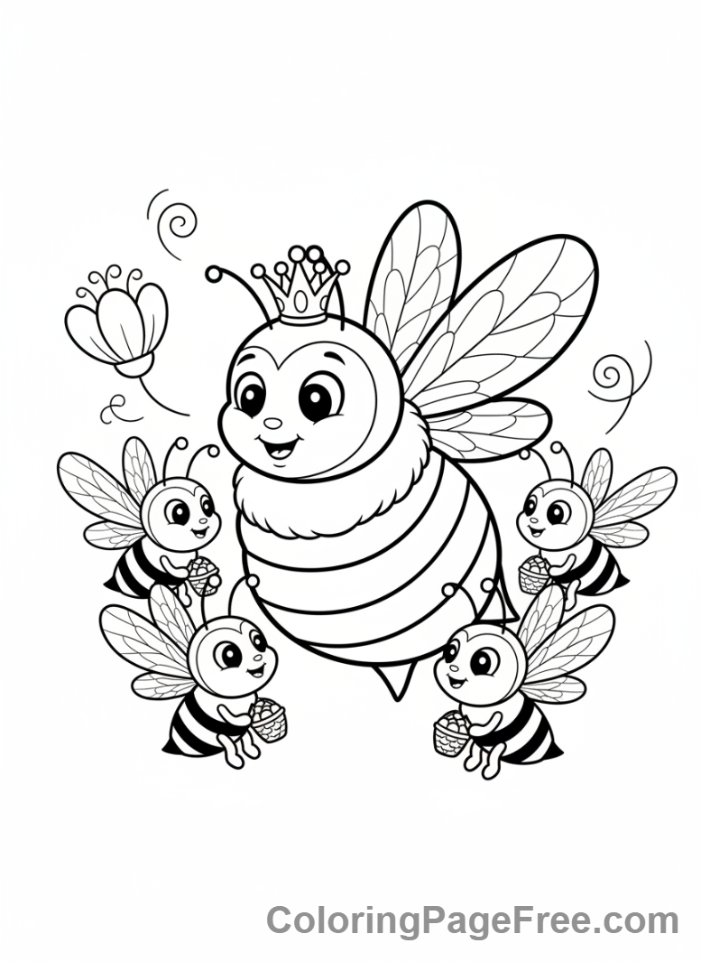 Bee coloring page - Queen bee royal