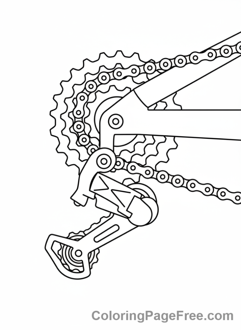 Bicycle coloring page - Bicycle gears chain