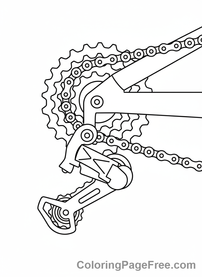 Bicycle coloring page - Bicycle gears chain