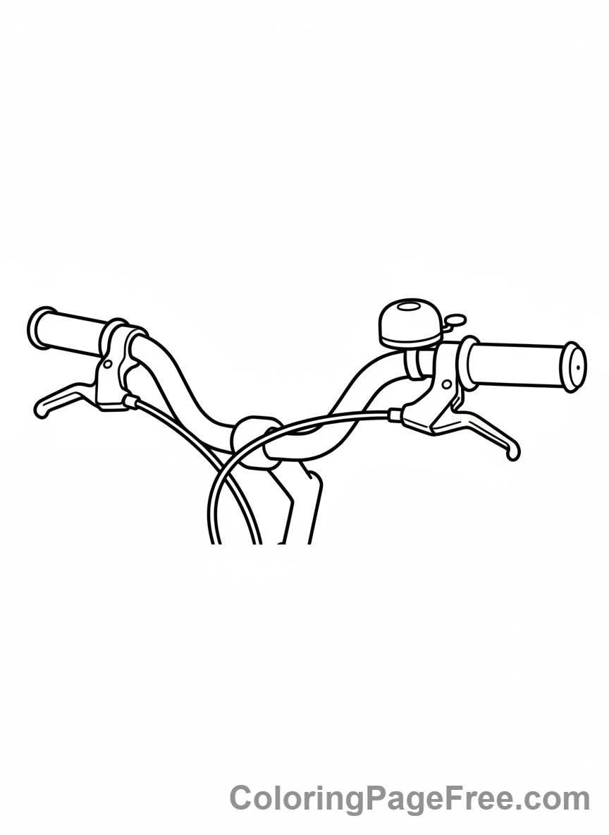 Bicycle coloring page - Bicycle handlebars close-up