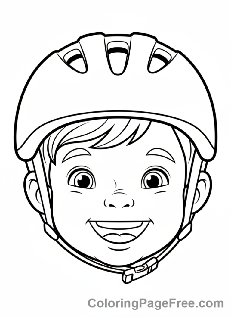 Bicycle coloring page - Happy kid biker portrait